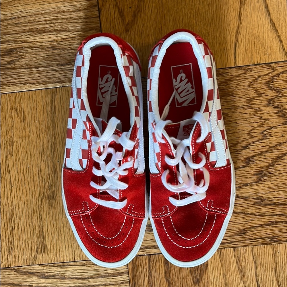 Sk8-Low Red Checkerboard - Vans Red and White Low-Top Sneakers